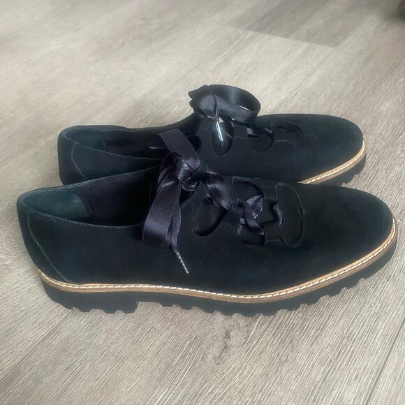Ron White Daisy Onyx Oxford Shoe Cashmere Suede Ribbon Laces Black Preppy Size 8 - Picture 3 of 8